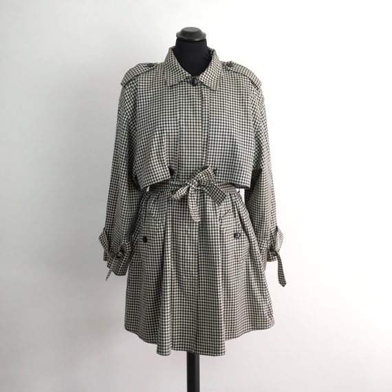 Vintage women trench, belted trench, vichy clothin