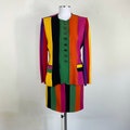 Vintage 90s MOSCHINO Couture Skirt Suit: Rainbow Stripe Jacket