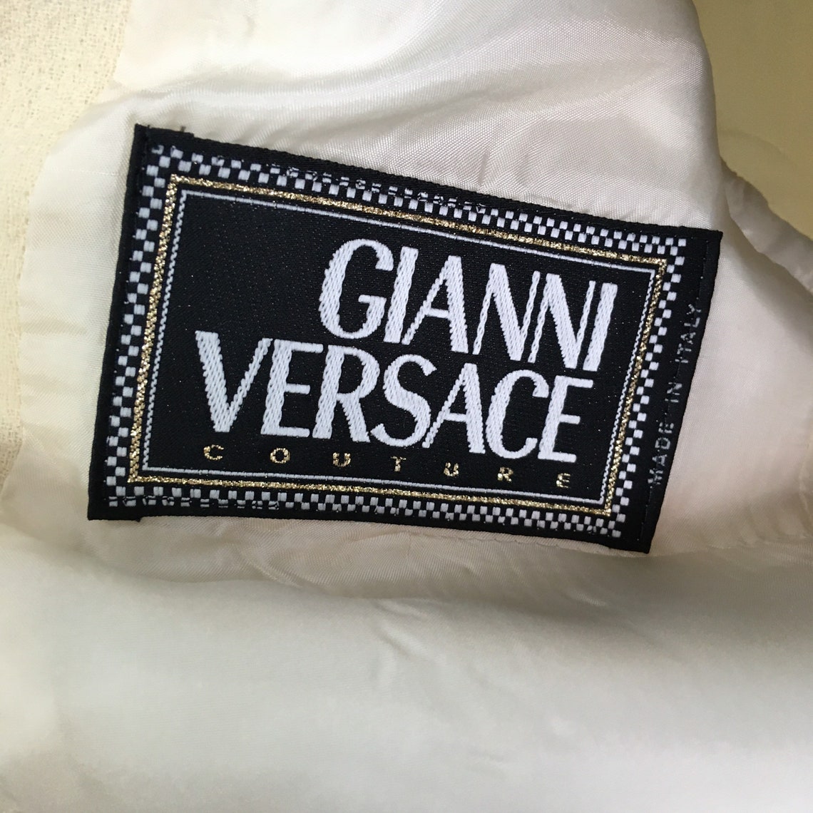 90s rare vintage Gianni Versace Couture white wool coat made | Etsy
