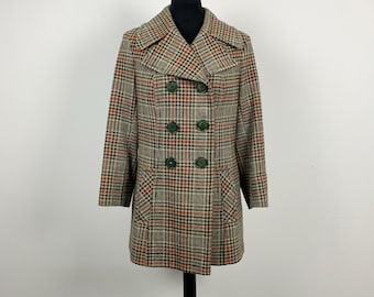 Vintage 70s houndstooth coat, 1970s coat, mod coat, 70s double breast coat, 70s houndstooth jacket, 1970s jacket,