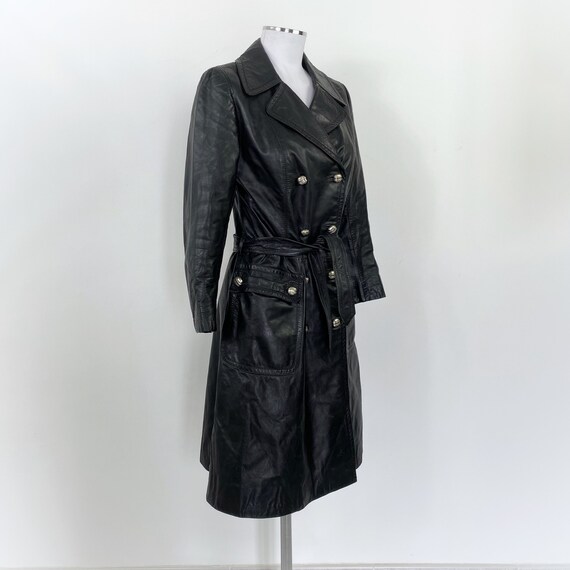 Vintage black leather trench coat, real leather coat,… - Gem