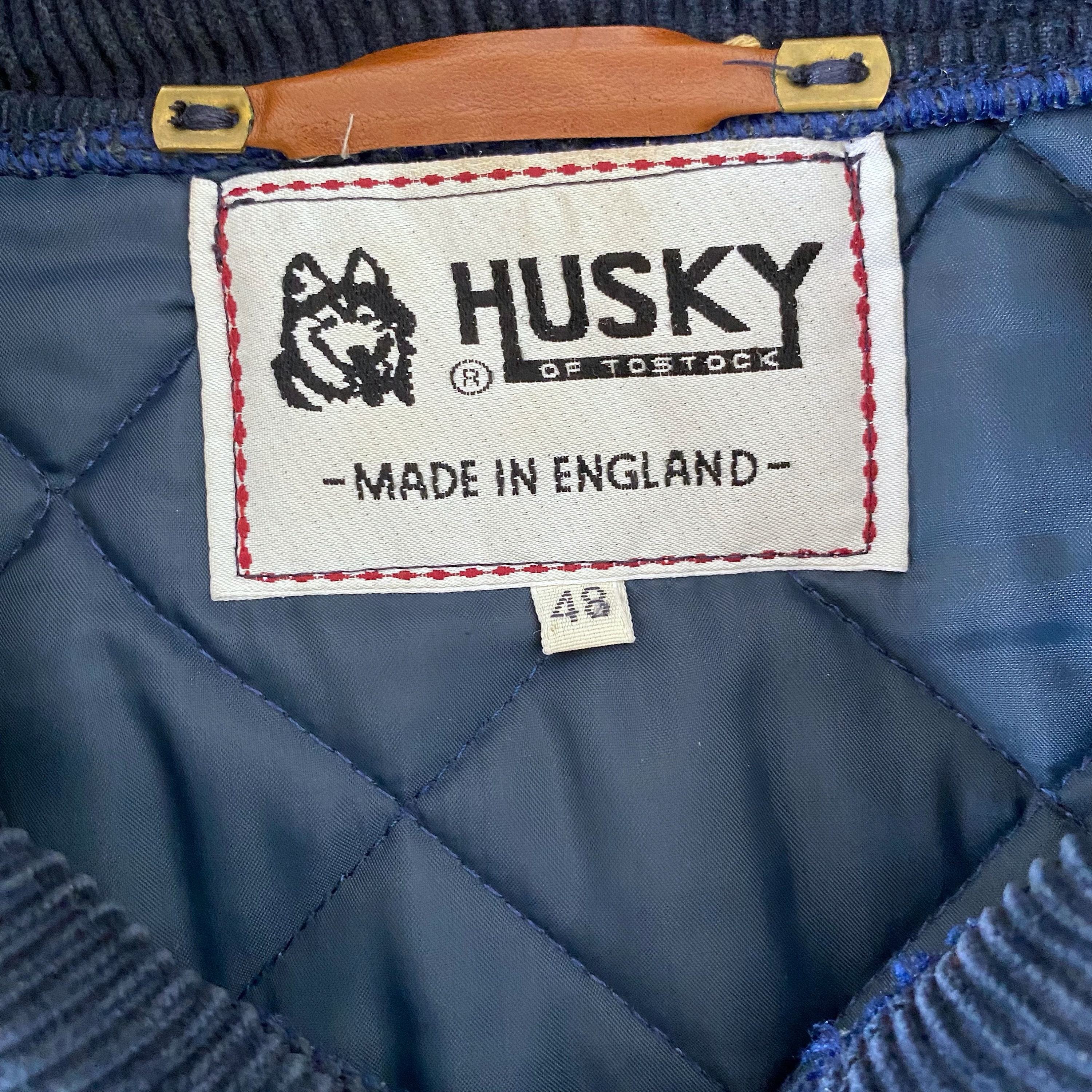 90s vintage HUSKY quilted blue jacket, made in England jacket, blue quilted jacket, vintage quilt jacket, country jacket