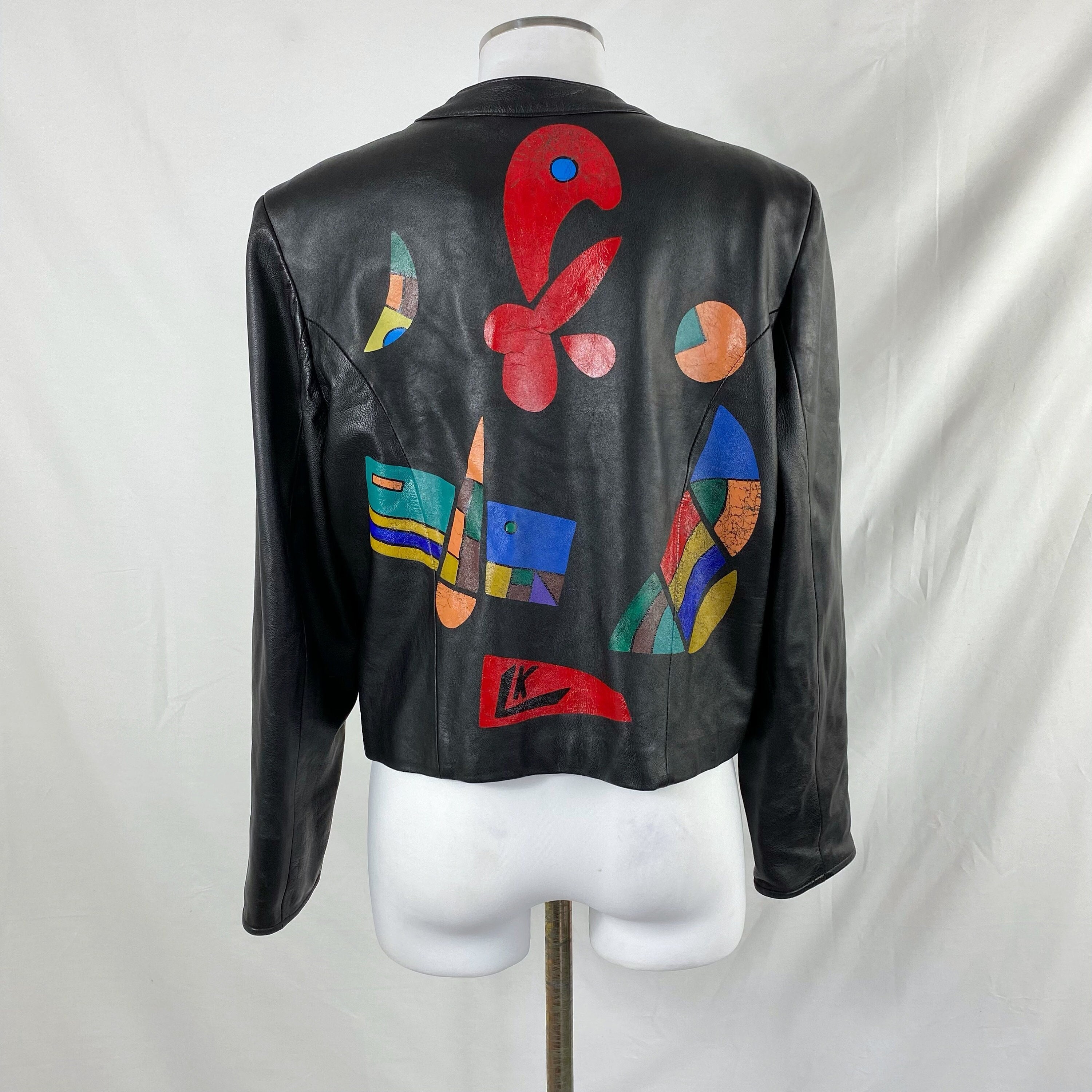 Jakewood Red White and Snake Print Varsity Leather Jacket (S) | HipHopCloset