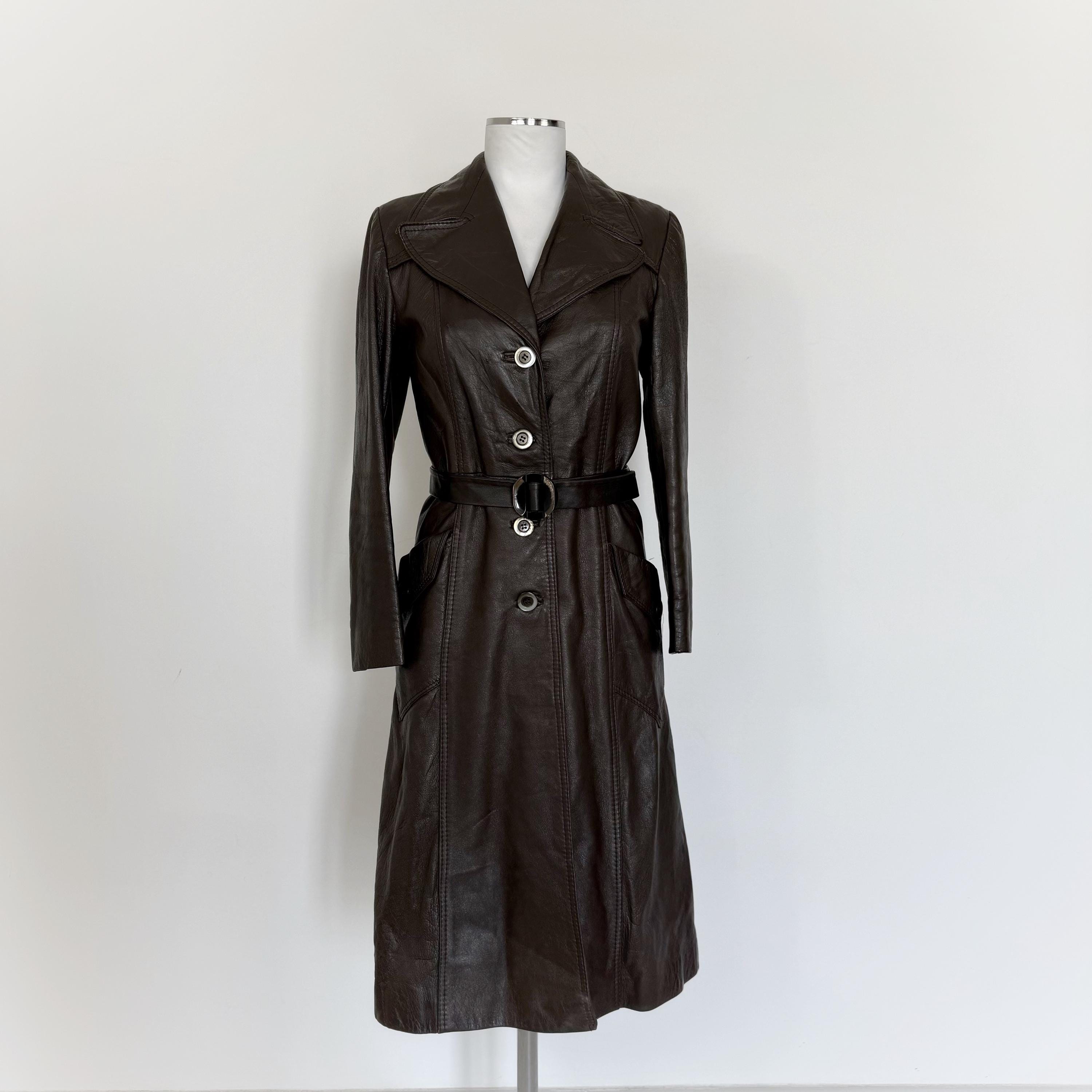 【70s】Euro Vintage All Leather TrenchCoat 70s Vintage Leather Trench Coat – StudioSuits