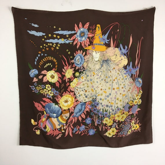 Bellotti vintage pure silk square scarf, retro sil