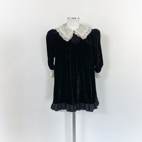 Y2K vintage BLUMARINE black velvet blouse, collar… - image 1