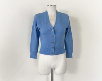 OLD vtg jcpeney knit cardigan skyblue