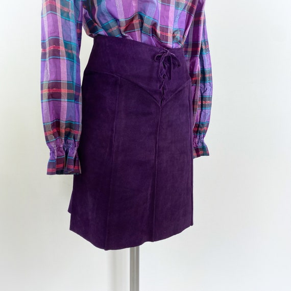 60s vintage purple suede skirt, 1960s suede skirt… - image 3