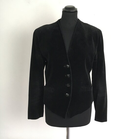 90s vintage velvet black jacket, velvet short jack