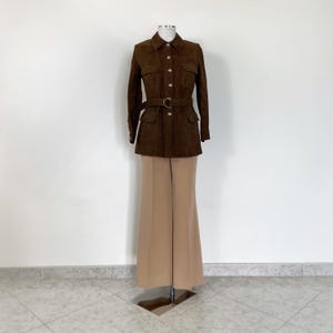 Vintage 70er Hose beige, 1970er Hosen, 70er high waisted Hose, 70er Retro Hose, 70er Wollhose, 70er Schlaghose