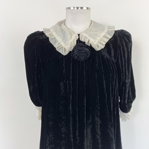 Y2K vintage BLUMARINE black velvet blouse, collar… - image 4