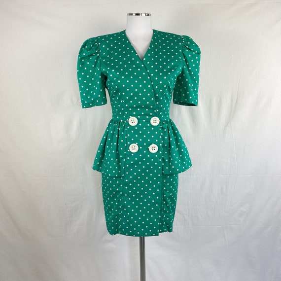 Vestito verde a pois vintage anni 90, vestito a p… - image 1