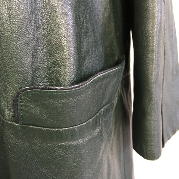 80s 90s Vintage VALENTINO leather coat, green lon… - image 6