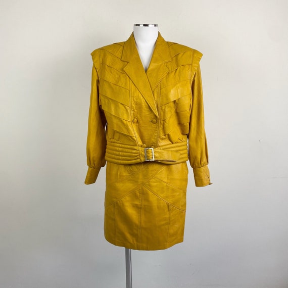 Completo Giacca E Gonna in Pelle Gialla Vintage Anni 80 Anni 90. Etsy Canada