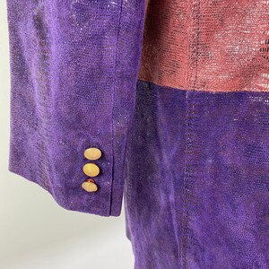 Vintage 90s colorful leather jacket, 1990s leather jacket, retro leather jacket, 1990s colorful jacket, pink and purple leather image 7