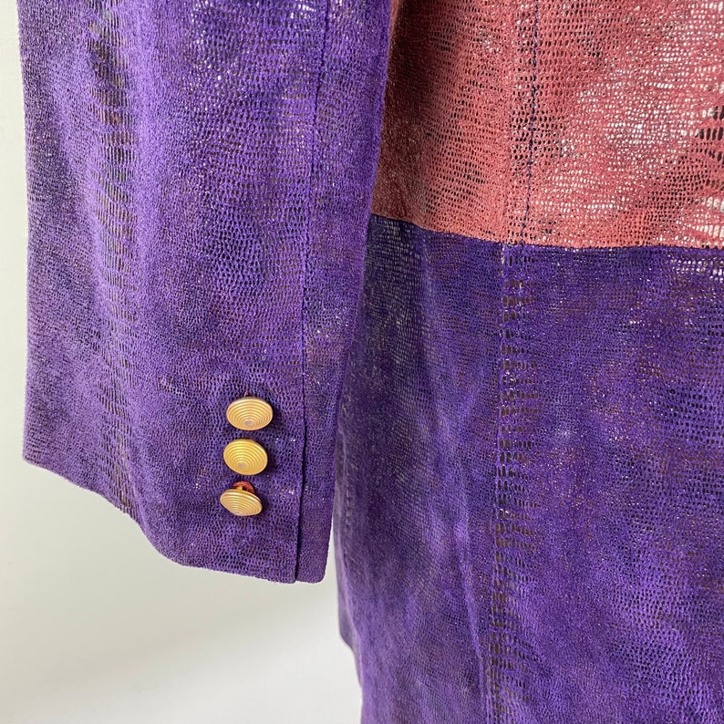 Vintage 90s colorful leather jacket, 1990s leather jacket, retro leather jacket, 1990s colorful jacket, pink and purple leather image 7
