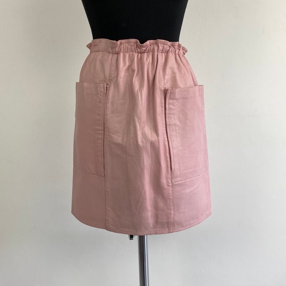 90s vintage pink leather set, pink leather skirt,… - image 5