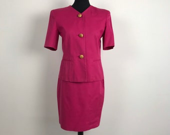 MAX MARA skirt suit, pink skirt suit, pink skirt set, pink skirt, pink blazer, matching set, short sleeve skirt set, two piece skirt set