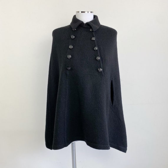 RALPH LAUREN Black Wool Cape Coat 