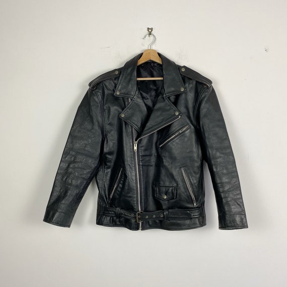 90s vintage biker leather jacket