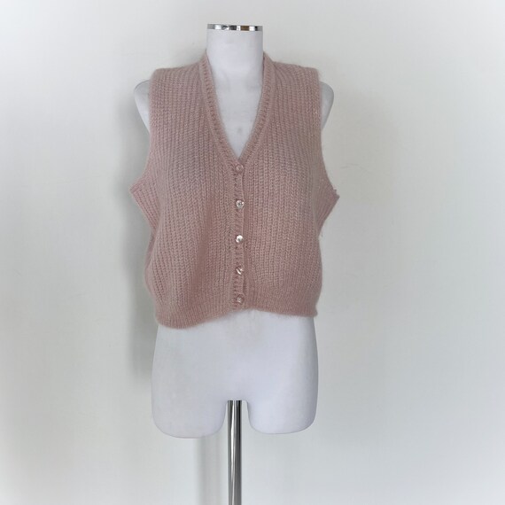 Gilet smanicato in mohair rosa e lurex
