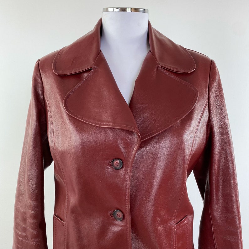 Vintage 70s burgundy leather jacket, burgundy red jacket, burgundy jacket, 70s jacket, 1970s jacket, 70s retro jacket, 70s leather coat image 4