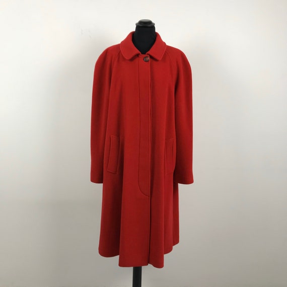 90s vintage women wool red coat, swing coat, women