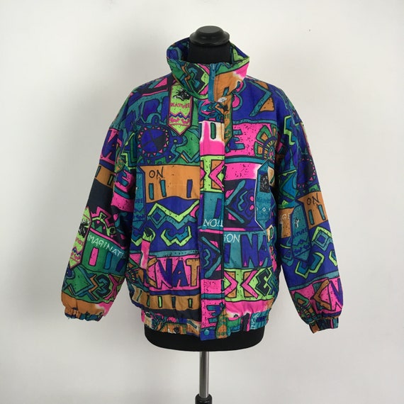 90s vintage ski jacket, colorblock jacket, snow ja