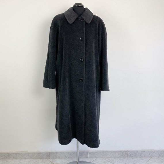90s vintage grey wool long coat, maxi coat, gray c