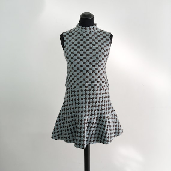 60s vintage mod mini dress, 70s mod dress, short m