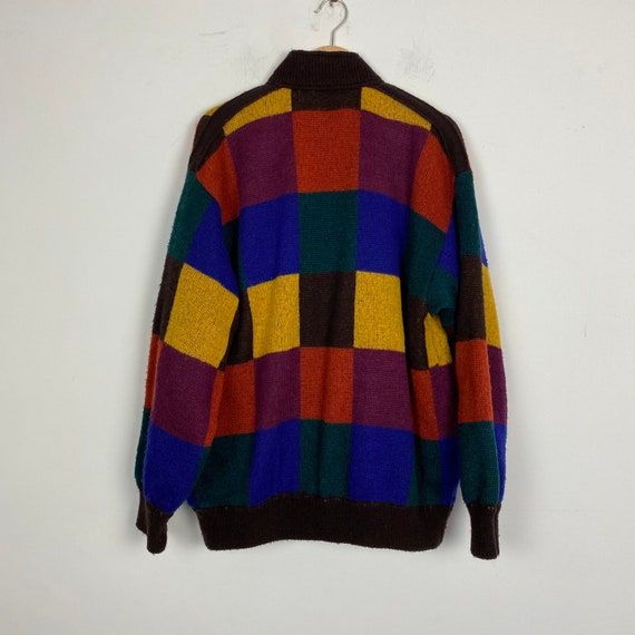 Multicolored wool cardigan jacket, colorful wool … - image 2