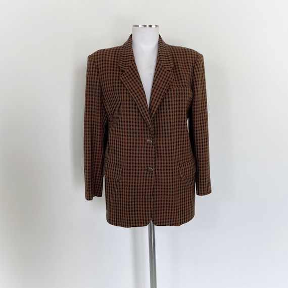 Oversized blazer - Brown/houndstooth-patterned - Ladies
