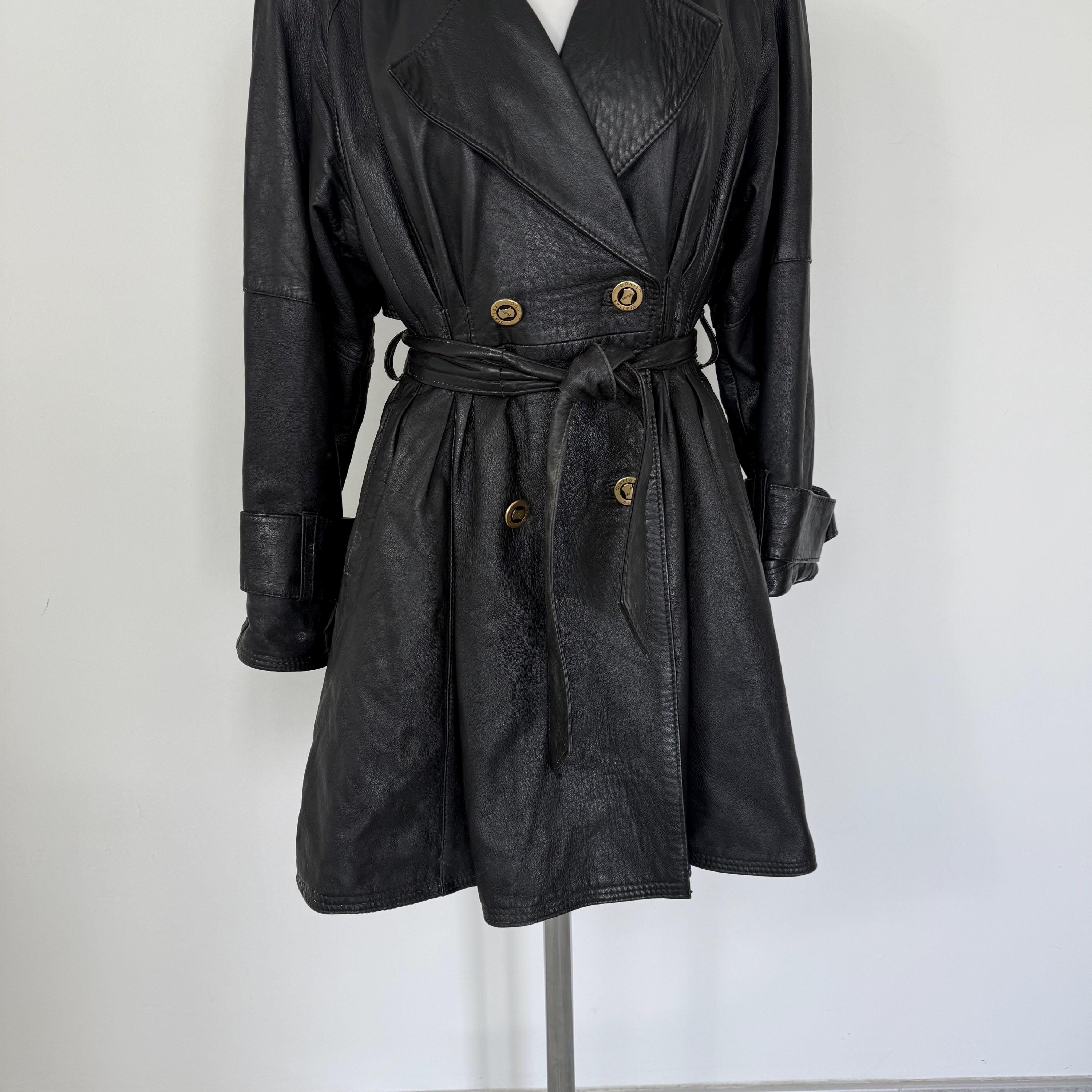 ジャケット・アウター YOKE Leather Double Breasted Coat M Men Vintage Look, 1960 1970 Choc Brown Leather Jacket 8