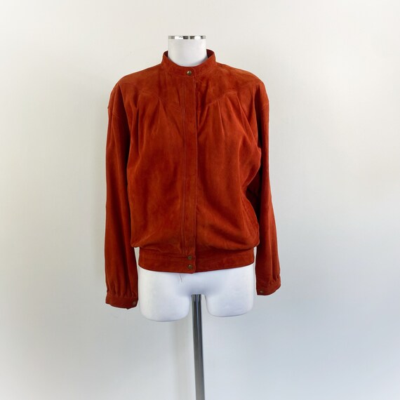 Red suede bomber best sale jacket