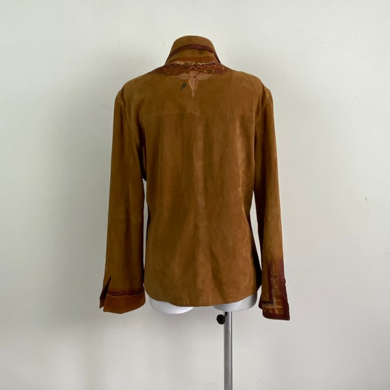 Suede Leather Hand Painted Jacket, Brown Jacket, Painted Leather