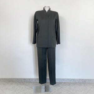 Vintage MAX MARA pants suit, 90s suit pants, two piece suit, pinstripe suit, minimalist suit, mandarin collar blazer, mandarin collar suit