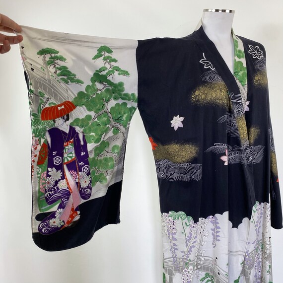 Japanese long cotton kimono, floral kimono robe, … - image 7