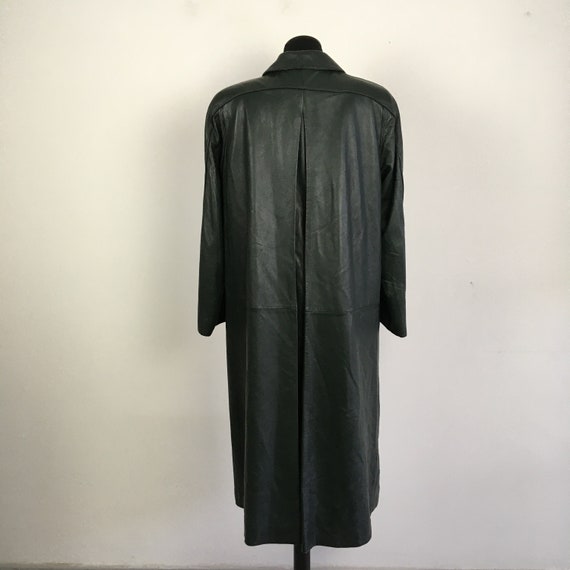80s 90s Vintage VALENTINO leather coat, green lon… - image 4