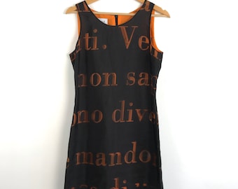90s vintage MOSCHINO CHEAP and CHIC dress with letters, Franco Moschino vintage mini dress, Moschino couture, 1990s dress, black mini dress
