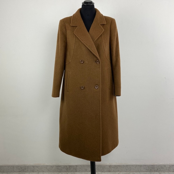 90s vintage double breasted camel coat, classic co