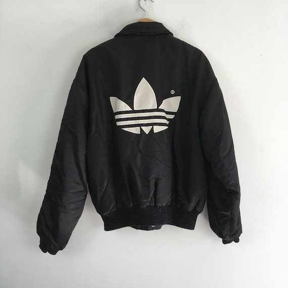 Adidas vintage black bomber jacket, Adidas big log