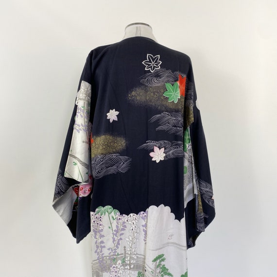 Japanese long cotton kimono, floral kimono robe, … - image 6