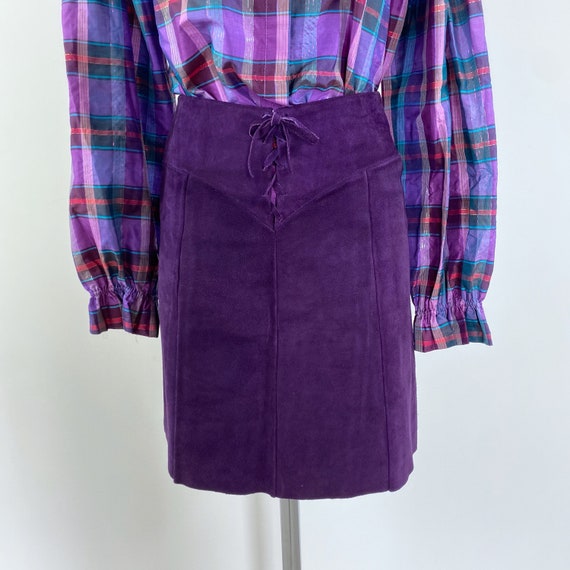 60s vintage purple suede skirt, 1960s suede skirt… - image 2