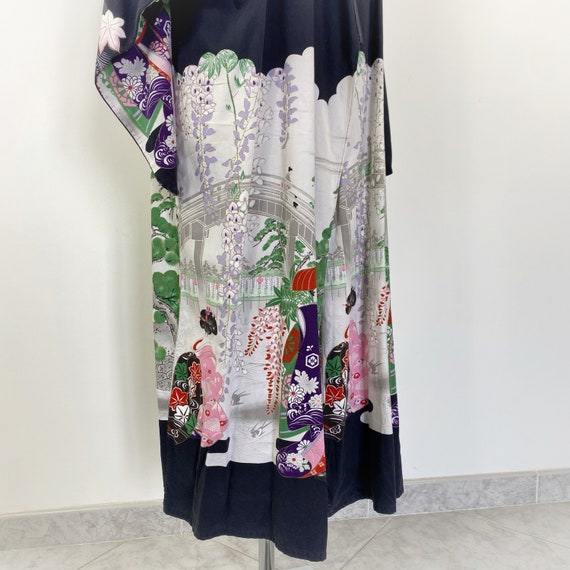 Japanese long cotton kimono, floral kimono robe, … - image 5