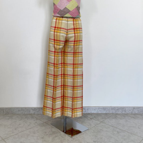 ヴィンテージ 70 年代チェック柄パンツ、1970 年代パンツ、フレア 