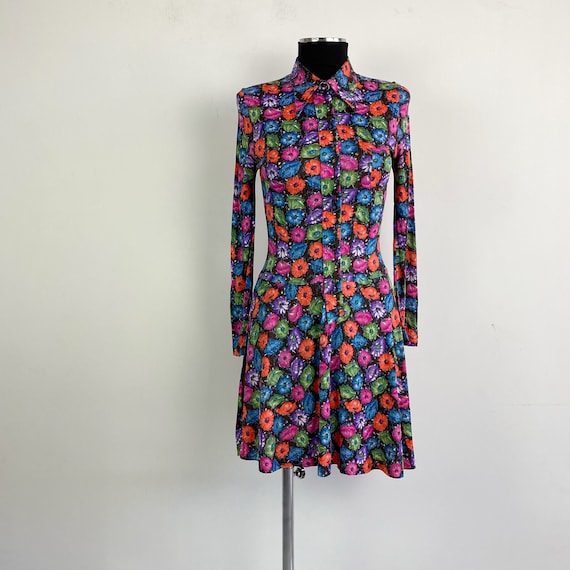 60s 70s vintage floral dress, flower midi dress, … - image 1