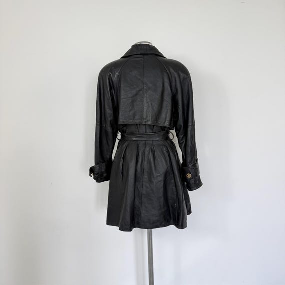 【希少品】Vintage Leather Long Trench Coat Womens Leather Trench Coat Silver S-M? Long Lambskin Vintage