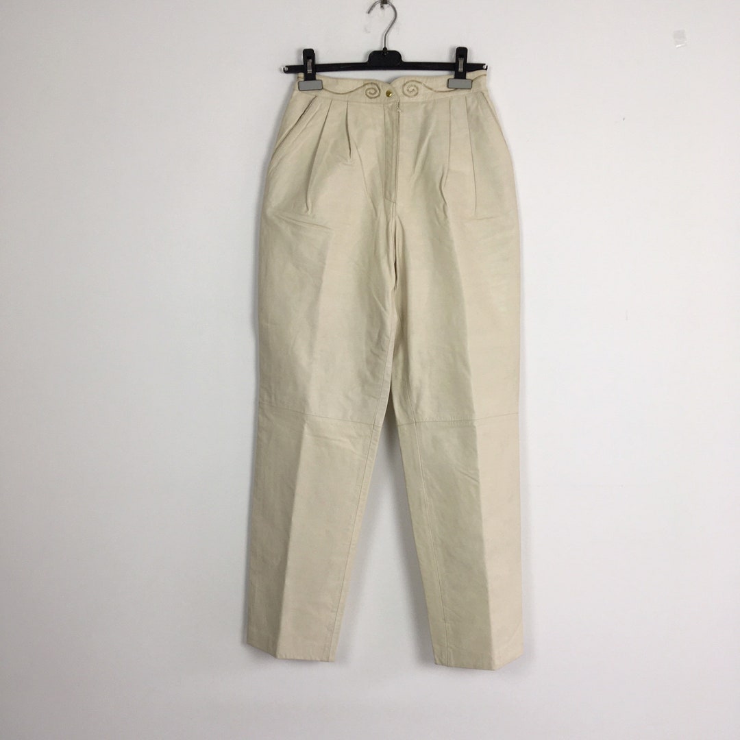80s Jc De Castelbajac Vintage White Genuine Leather Pants - Etsy