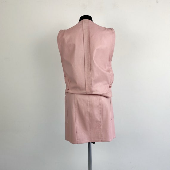 90s vintage pink leather set, pink leather skirt,… - image 2