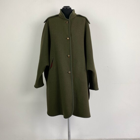 Vintage LODEN wool cape coat, green cape